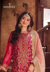 Asim Jofa Chamkeeli Ajkk-14 Embroidered Net 3 Pcs