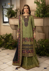 Asim Jofa Khwab-e-Naubahar Ajnb-12 Embroidered Viscose Raw Silk 3 Pcs