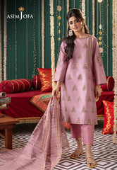 Asim Jofa Tara Sitara Ajtm-19 - 3 Pcs Embroidered Cotton Net 3 Pcs