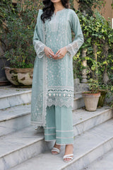 Bahaar by Farasha Unstitched 3 Piece Emb Lawn Suit-03-Aqua Pearl