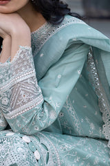 Bahaar by Farasha Unstitched 3 Piece Emb Lawn Suit-03-Aqua Pearl