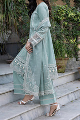 Bahaar by Farasha Unstitched 3 Piece Emb Lawn Suit-03-Aqua Pearl