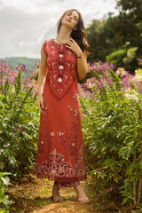 The Secret Garden Hemline By Mushq Unstitched 3 Piece Summer Suit-03-B-Dewdrop Garden