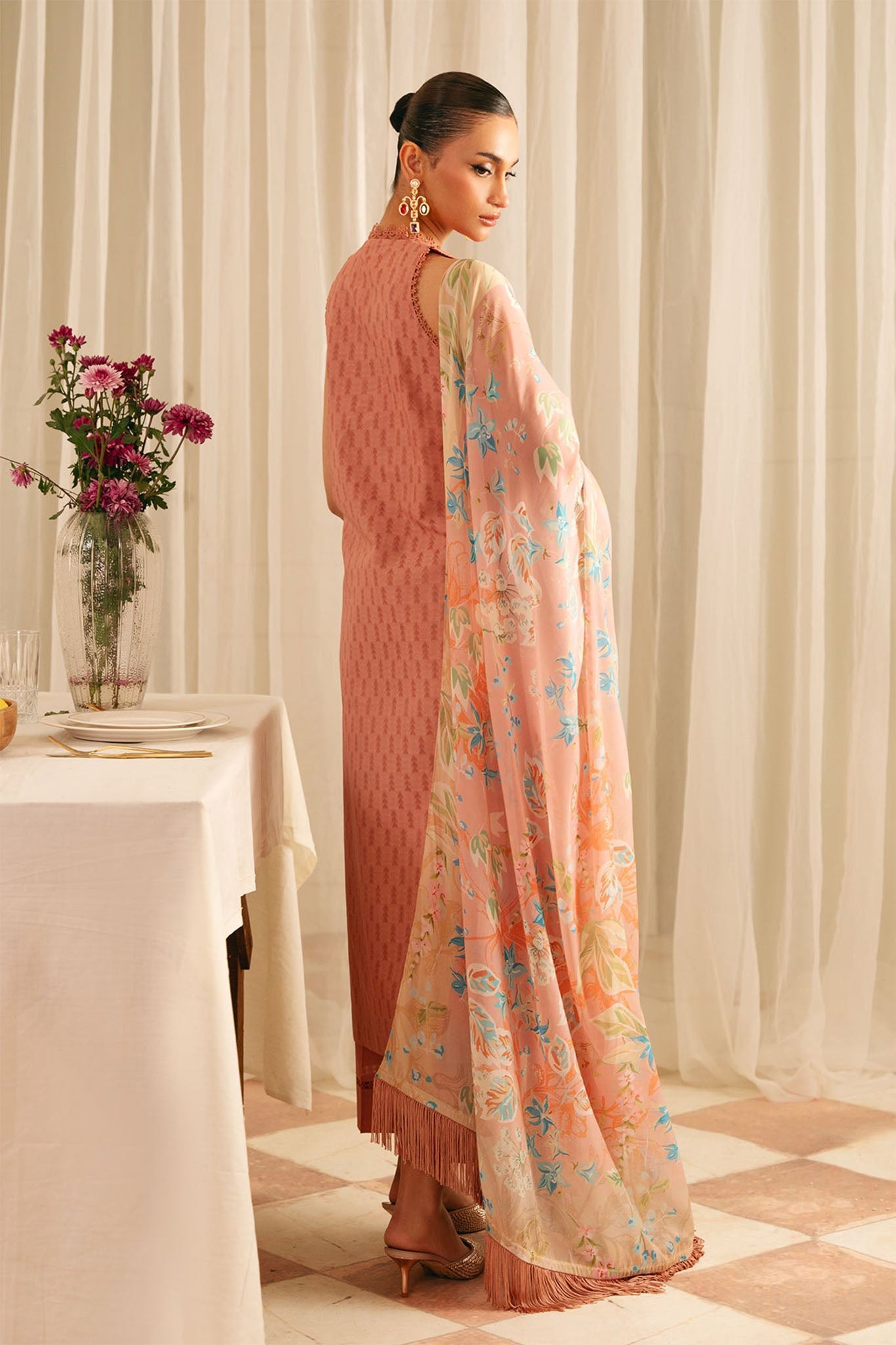 Festive Edit By Sahar Unstitched 3 Piece Jacquard Collection-03-Peach Blossom