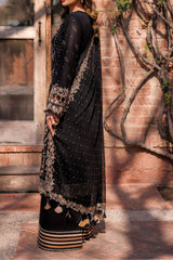 Kaavish By Farasha Unstitched 3 Piece Eid Festive Lawn Suit-03-Raven Aura