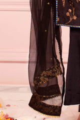 Soughaat Separates By Zaaviay Stitched Kohinoor Black Chiffon Duppatta