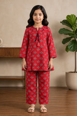 Aroob Stiched 2 Piece Printed Lawn Co-ord Set-D-0302-MAROON