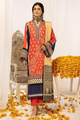 Zarki's by Riaz Arts Unstitched 3 Piece Printed Kundan Sateen Suit-KS-03