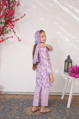 Suntex Stitched 3 Piece Lawn Kids Suit- Lavender - SHIRT - PRINTED