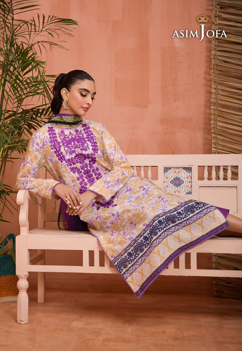 Asim Jofa Gul Rung Pret Collection Ajgr-09 Embroidered Cotton Silk 2 Pcs
