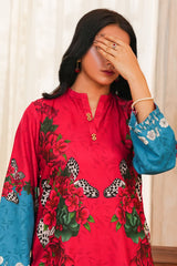 Hazel By Aizal Stitched Co Ords Slub Linen Winter Vol-02 Suit-AHZL-03-Dark Pink