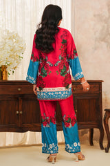 Hazel By Aizal Stitched Co Ords Slub Linen Winter Vol-02 Suit-AHZL-03-Dark Pink