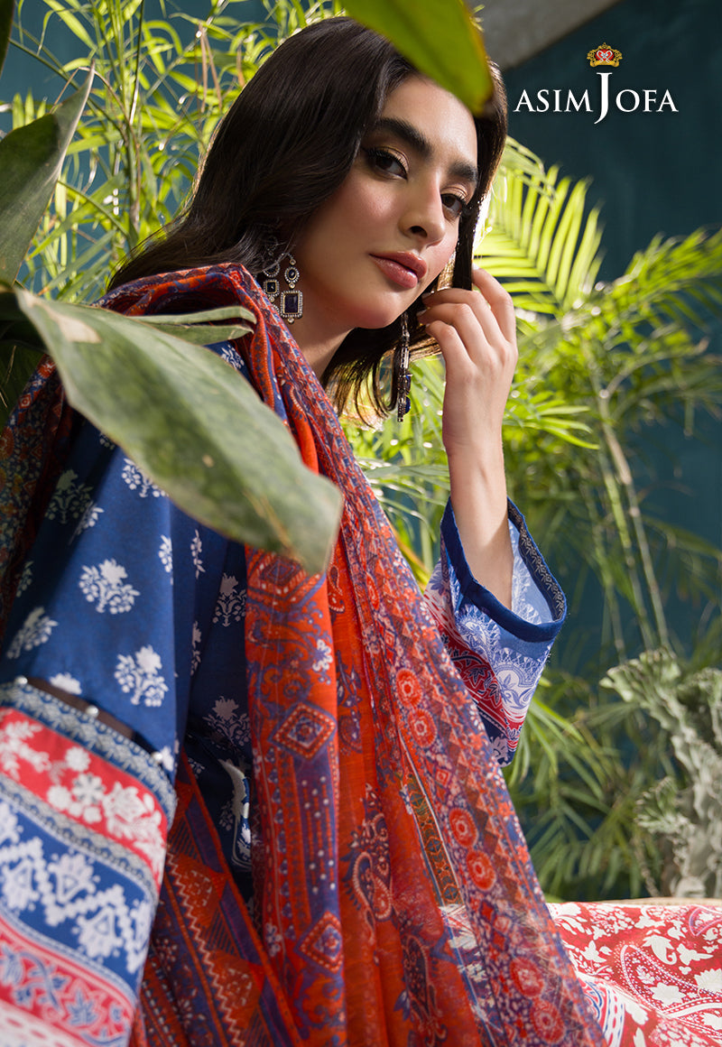 Asim Jofa Gul Rung Pret Collection Ajgr-15 Embroidered Swiss Lawn 3 Pcs