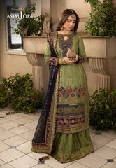 Asim Jofa Khwab-e-Naubahar Ajnb-12 Embroidered Viscose Raw Silk 3 Pcs
