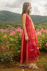 The Secret Garden Hemline By Mushq Unstitched 3 Piece Summer Suit-04-B-Wanderlust Blooms