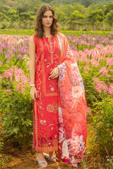 The Secret Garden Hemline By Mushq Unstitched 3 Piece Summer Suit-04-B-Wanderlust Blooms