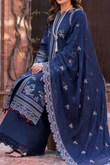 Kaavish By Farasha Unstitched 3 Piece Eid Festive Lawn Suit-04-Deep Sapphire
