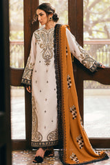 Symphony By Mushq Unstitched 3 Piece Emb Karandi Suit-04-Ivory Whisper