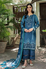 Farasha Unstitched 3 Piece Festive Lawn Vol-02 Suit-04-Blue Allure