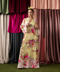 Print Therapy By Mazil Stitched Kaftan Suit-Marigold