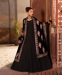 Makhmal By Mazil Stitched 3 Piece Formals Suit-Kala Gulab Pishwas