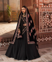 Makhmal By Mazil Stitched 3 Piece Formals Suit-Kala Gulab Pishwas