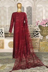 Cortesia by Hz Unstitched 3 Piece Luxury Chiffon Suit-04-Burning Blush