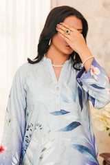 Hazel By Aizal Stitched Co Ords Slub Linen Winter Vol-02 Suit-AHZL-04-Sky