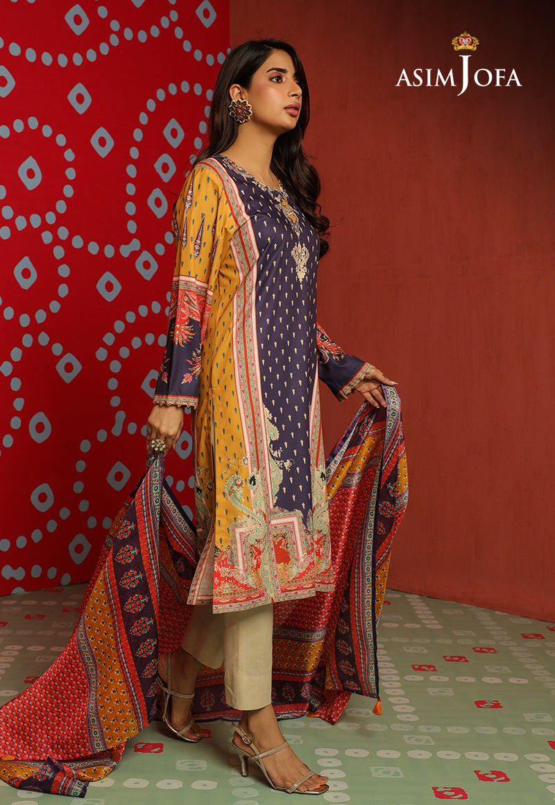 Asim Jofa Tara Sitara Ajtm-06 - 2 Pcs Printed Georgette Silk 2 Pcs