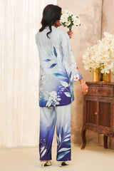 Hazel By Aizal Stitched Co Ords Slub Linen Winter Vol-02 Suit-AHZL-04-Sky