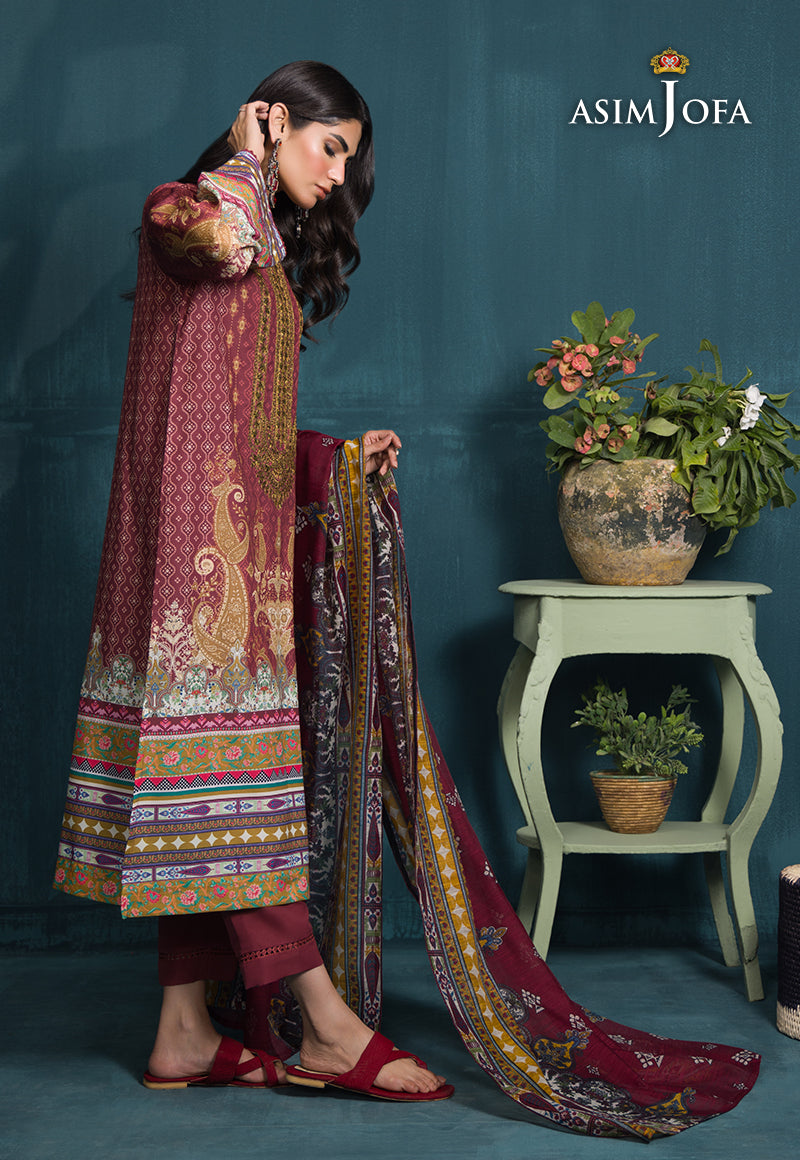 Asim Jofa Gul Rung Pret Collection Ajgr-19 Embroidered Swiss Lawn 3 Pcs