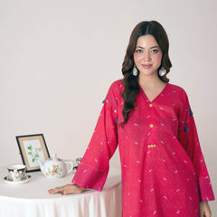 Ahlam By Safa Textile Fuchisa-Pink Co Ord Set