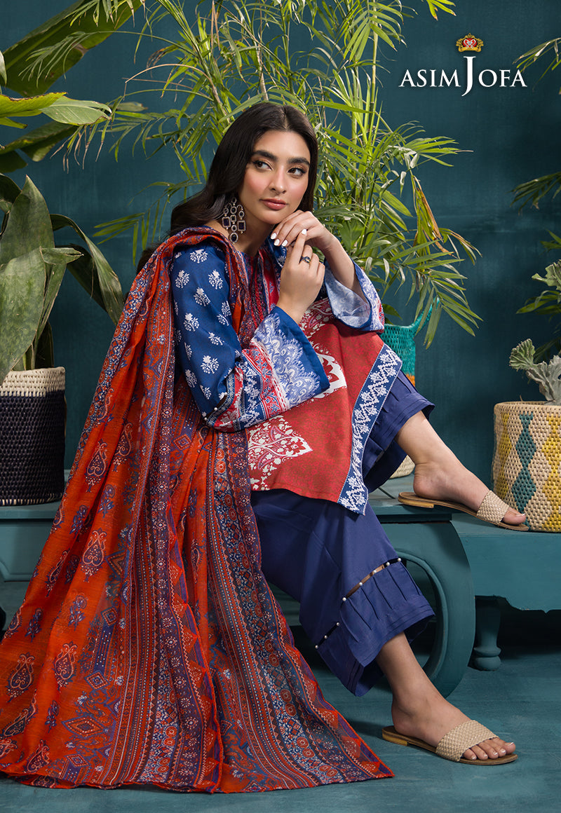 Asim Jofa Gul Rung Pret Collection Ajgr-15 Embroidered Swiss Lawn 3 Pcs