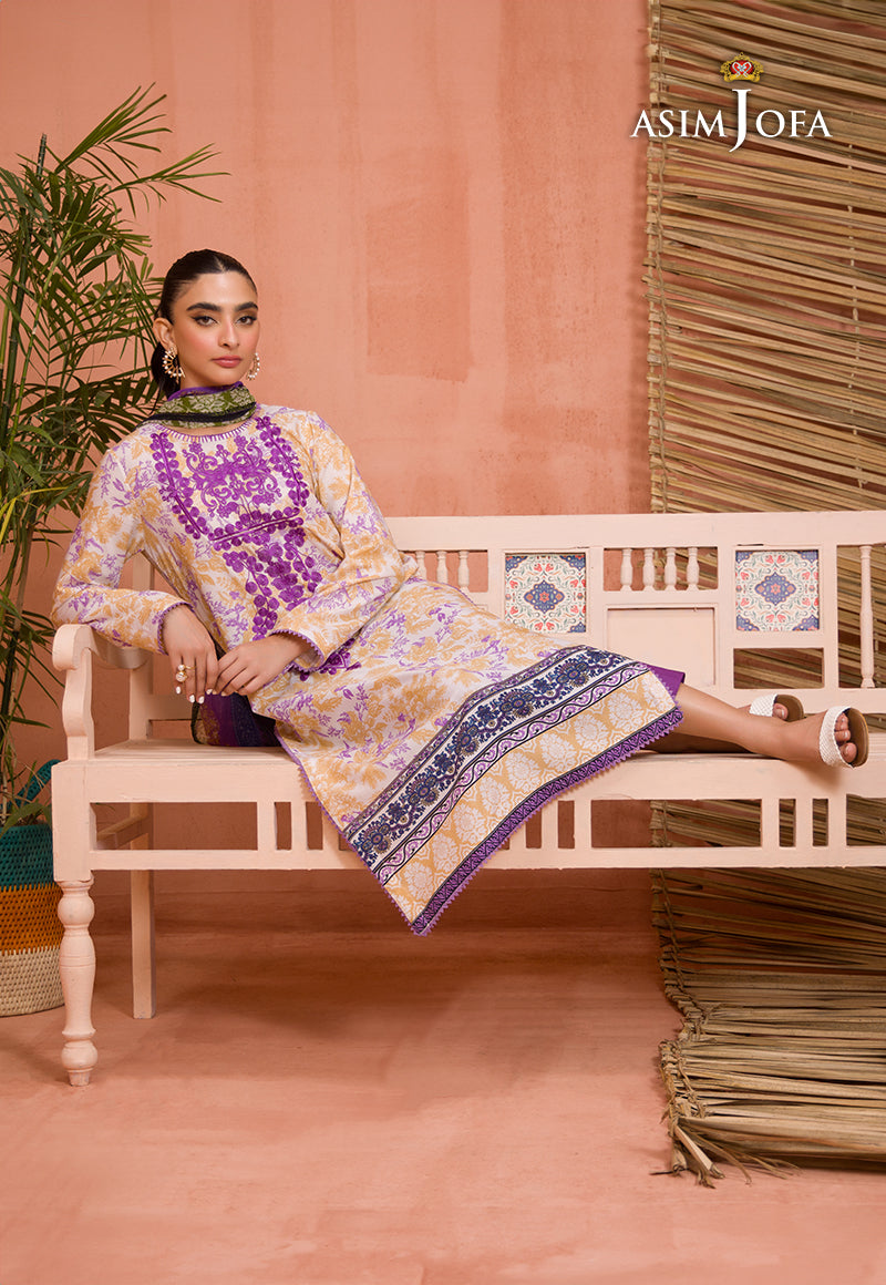 Asim Jofa Gul Rung Pret Collection Ajgr-09 Embroidered Cotton Silk 2 Pcs