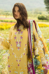 The Secret Garden Hemline By Mushq Unstitched 3 Piece Summer Suit-05-B-Faded Sunflower