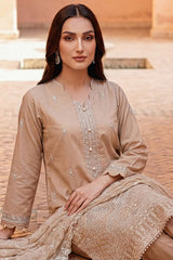 Ayla By Soghat Unsitched 3 Piece Chikankari Lawn Suit-05-Warm Beige