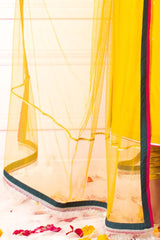 Soughaat Separates By Zaaviay Stitched Lime Yellow Net Dupatta