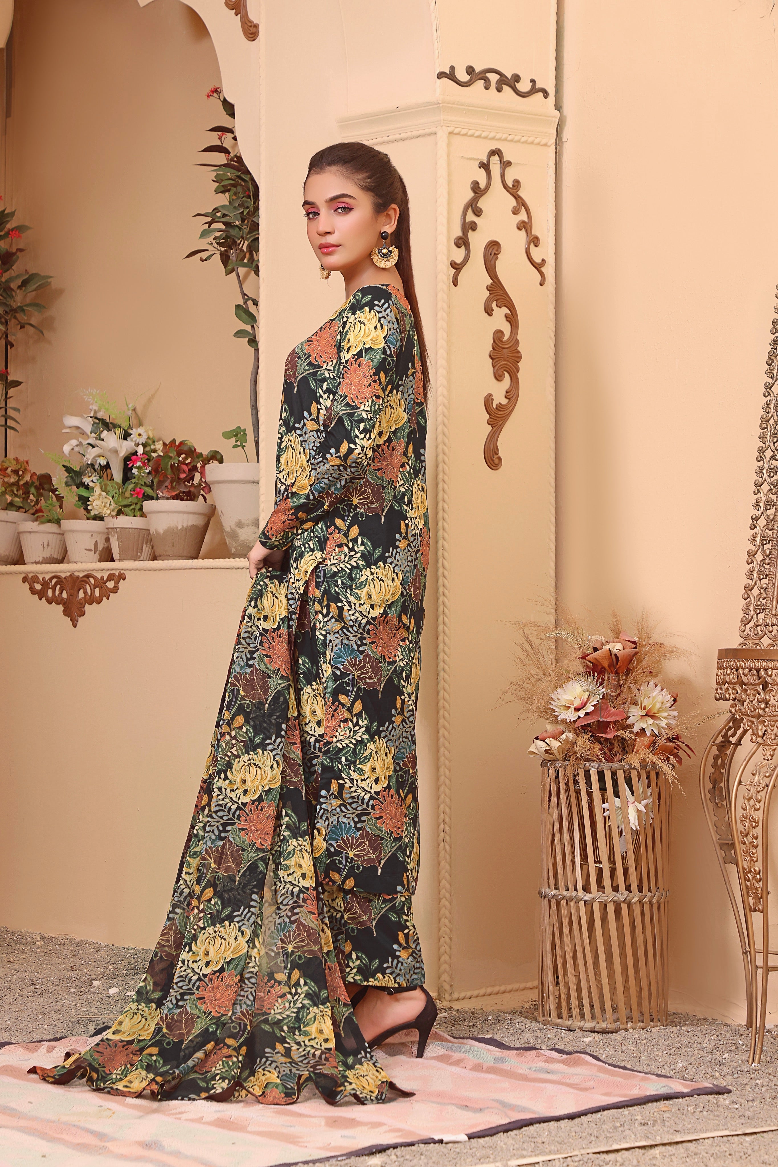 Feathers Unstitched 3 Piece Summer Collection-IRIS-FT100