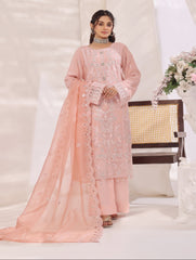 Batul By Dressline Semi Stitched 3 Piece luxury Emb Chiffon Collection'2025-batul-semi-stitched-peach-whisper