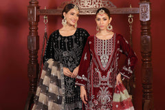 3 PIECE - EMBROIDERED VELVET SUIT 136K - Dressline Fabric
