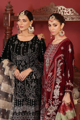3 PIECE - EMBROIDERED VELVET SUIT 136K - Dressline Fabric