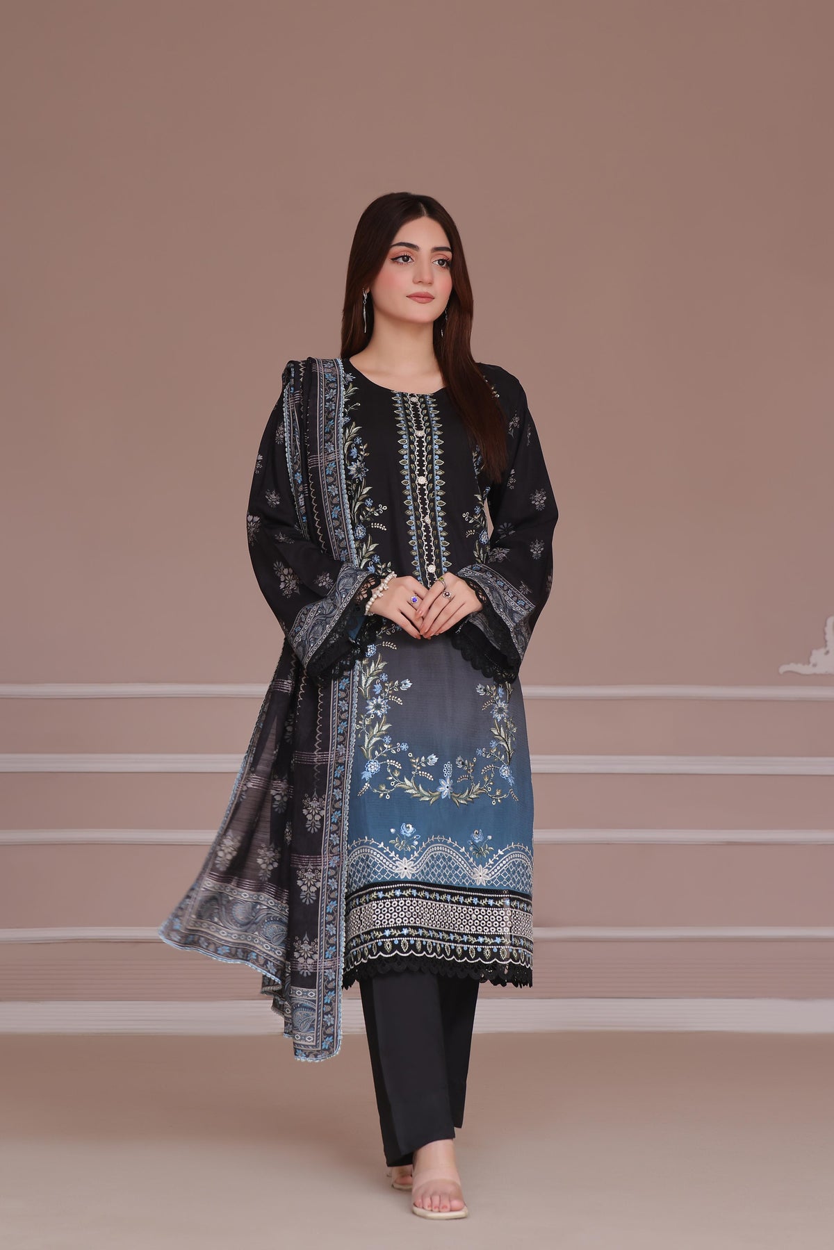 Dressline Launching New Unstitched  3 Pcs Premium Chikankari Emb Digital Printed Bana Dora Lawn Collection