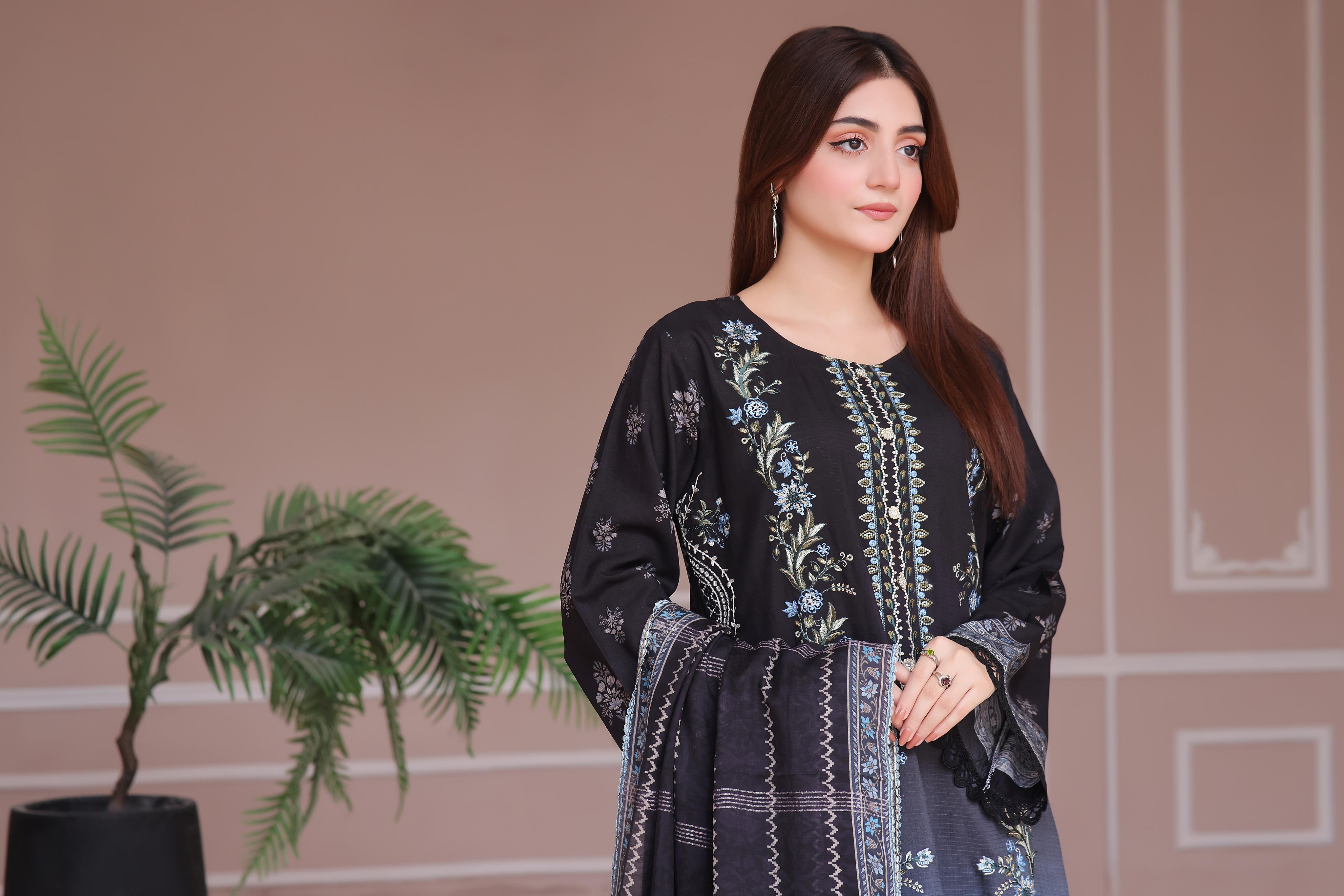 Dressline Launching New Unstitched  3 Pcs Premium Chikankari Emb Digital Printed Bana Dora Lawn Collection