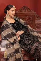 3 PIECE - EMBROIDERED VELVET SUIT 135K - Dressline Fabric