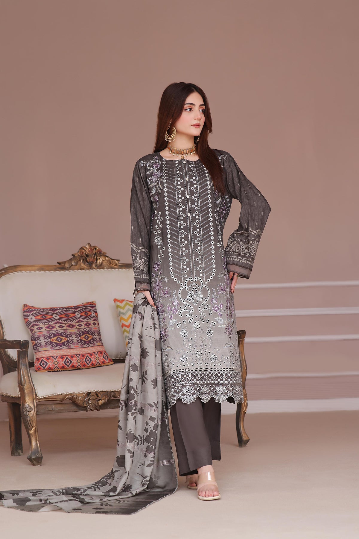 Dressline Launching New Unstitched  3 Pcs Premium Chikankari Emb Digital Printed Bana Dora Lawn Collection