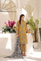 Feathers Unstitched 3 Piece Digital Printed Lawn Summer Suit-PANSY-FT383