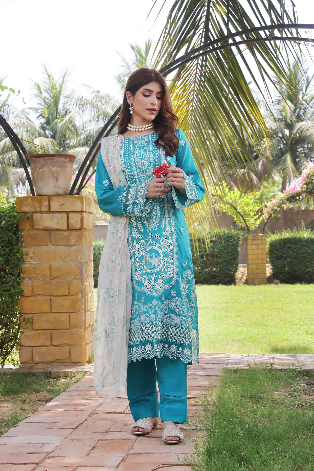 Dressline UnStitched 3 Piece Premium Heavy Chikankari Emb Bana Dora Lawn Collection