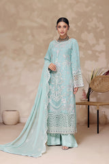Fiza By Dressline Semi Stitched 3 Piece Chiffon Formals Collection'2025-fiza-semi-stitched-Frosted-Mint-Blue