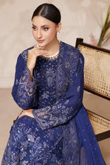 Fiza By Dressline Semi Stitched 3 Piece Chiffon Formals Collection'2025-fiza-semi-stitched-royal-sapphire