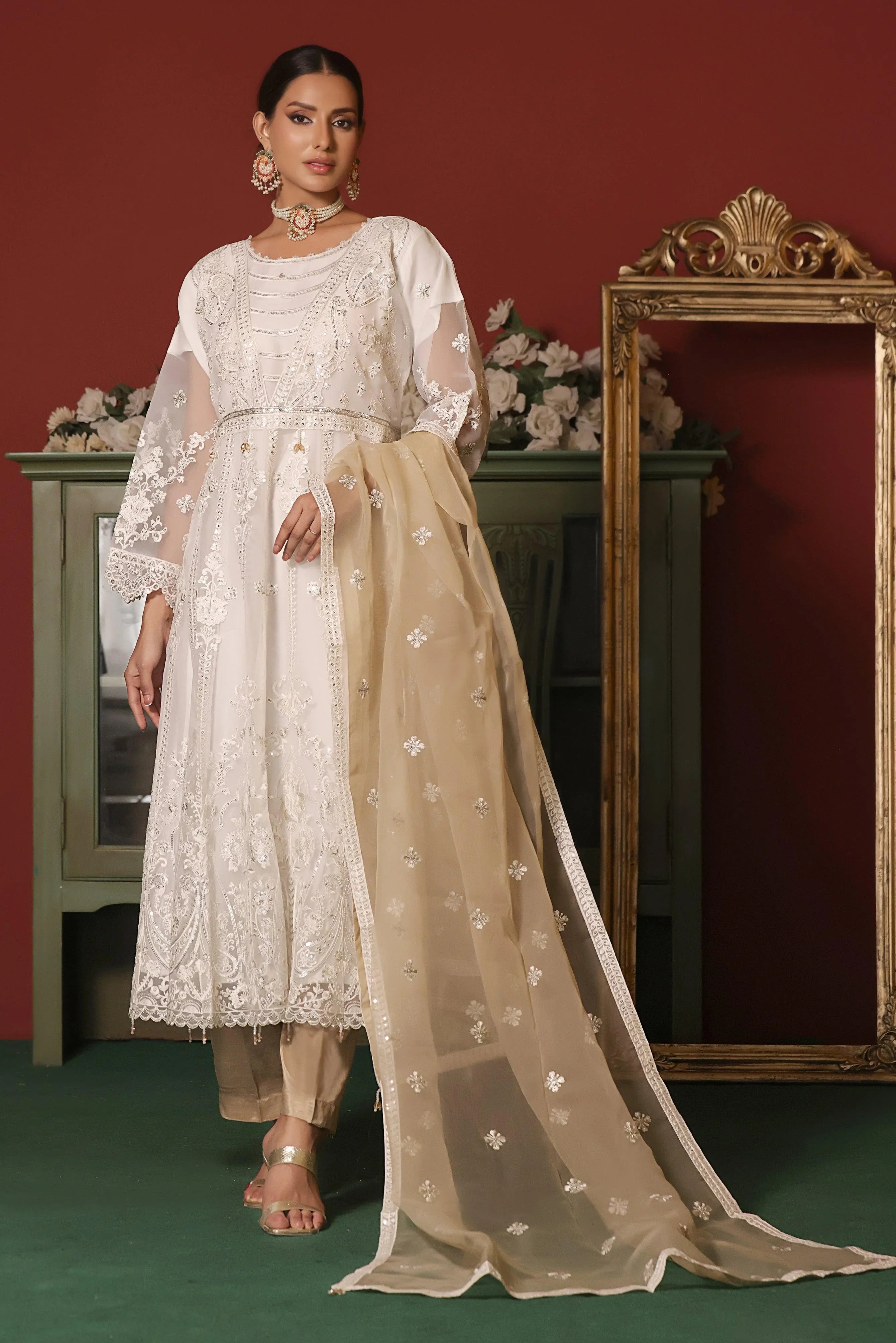 3 PIECE - EMBROIDERED ORGANZA MEXI 648J - Dressline Fabric